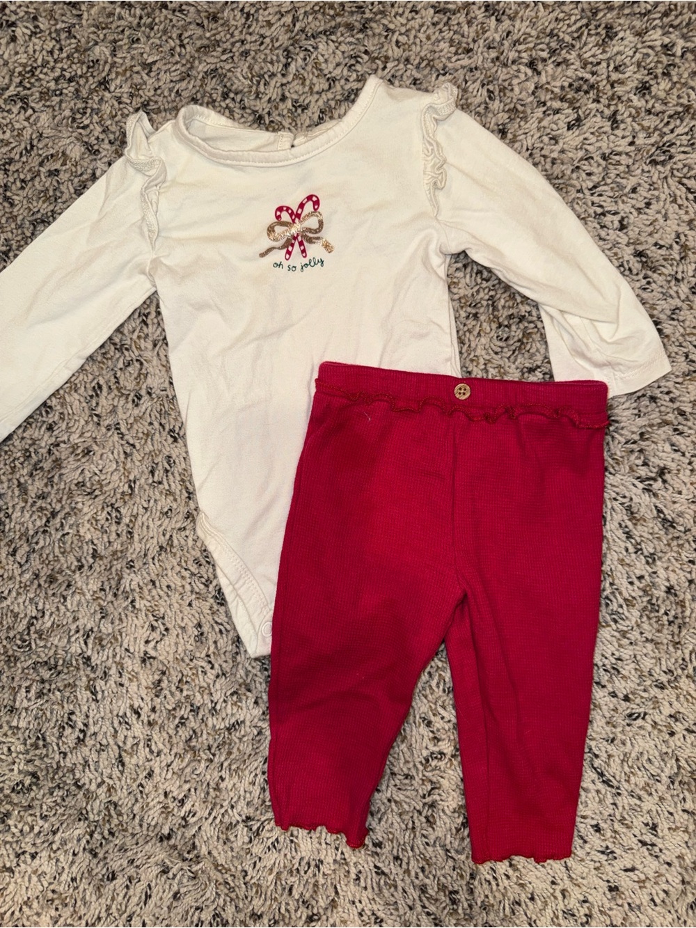 Carter's Cream Bodysuit with Red Pants Kids Matching Set